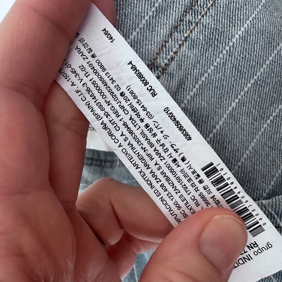 Zara Blue Stripe Denim Pinafore Dress - Size 10 - Picture 4 of 6